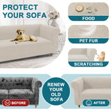 Toyswill Stretch Sofa Cover for Chesterfield Sofa Loveseat Sofa Covers for 2 Cushion Couch Soft Sofa Slipcovers for Living Room with Jacquard Fabric Pet Furniture Protector (Loveseat, Island Fossi)