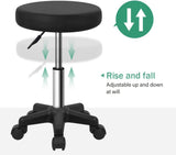 Scalebeard Round Rolling Stool Height Adjustable Stool with Wheels for Spa Salon Massage
