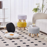 Scalebeard Pouf Ottoman, Cotton Knitted Boho Footstool, Round Footrest with Non-Skid Wood Legs, Home Décor Handmade Pouffe, Leisure Floor Step Stool for Living Room