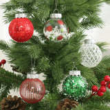 Toyswill 25PCS Christmas Ornaments Set, 2.36"/6CM Assorted Clear Plastic Shatterproof Ball Hanging Ornaments for Xmas Tree Decorations, for Indoor Home Holiday Decor - Red/Green/White.