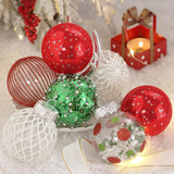 Toyswill 25PCS Christmas Ornaments Set, 2.36"/6CM Assorted Clear Plastic Shatterproof Ball Hanging Ornaments for Xmas Tree Decorations, for Indoor Home Holiday Decor - Red/Green/White.