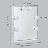 Toyswill Hollywood Lighted Vanity Makeup Mirror, Light-up Frameless Dressing Table Cosmetic Mirror with 6 Dimmable Bulbs