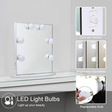Toyswill Hollywood Lighted Vanity Makeup Mirror, Light-up Frameless Dressing Table Cosmetic Mirror with 6 Dimmable Bulbs