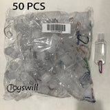 Toyswill 50pcs Clear Refillable Keychain Bottles with Flip Cap, Plastic Leakproof Containers Portable Squeeze Empty Bottle for Travel School Outdoor Trip Camping